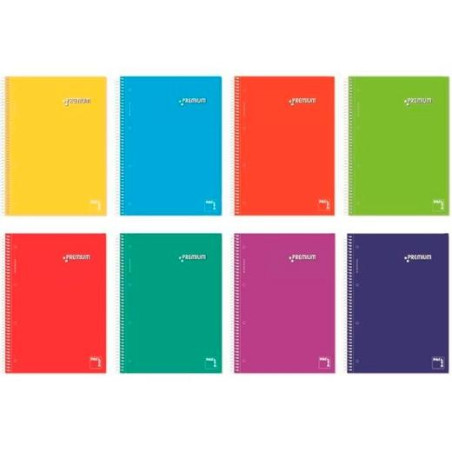 16403 PACSA CUADERNO PREMIUM 160H A4 70GR 5X5 + GRECA MICROPERFORADO 5 BANDAS COLOR T/DURA PACK 4 UD C/SURTIDOS