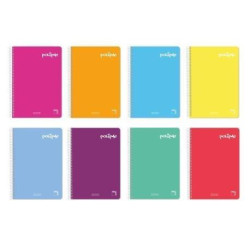 16955 PACSA CUADERNO POLIPAC 80H FOLIO 70GR 1 LINEA TAPAS PP PACK 5 UD COLORES SURTIDOS