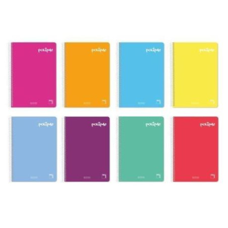 16955 PACSA CUADERNO POLIPAC 80H FOLIO 70GR 1 LINEA TAPAS PP PACK 5 UD COLORES SURTIDOS