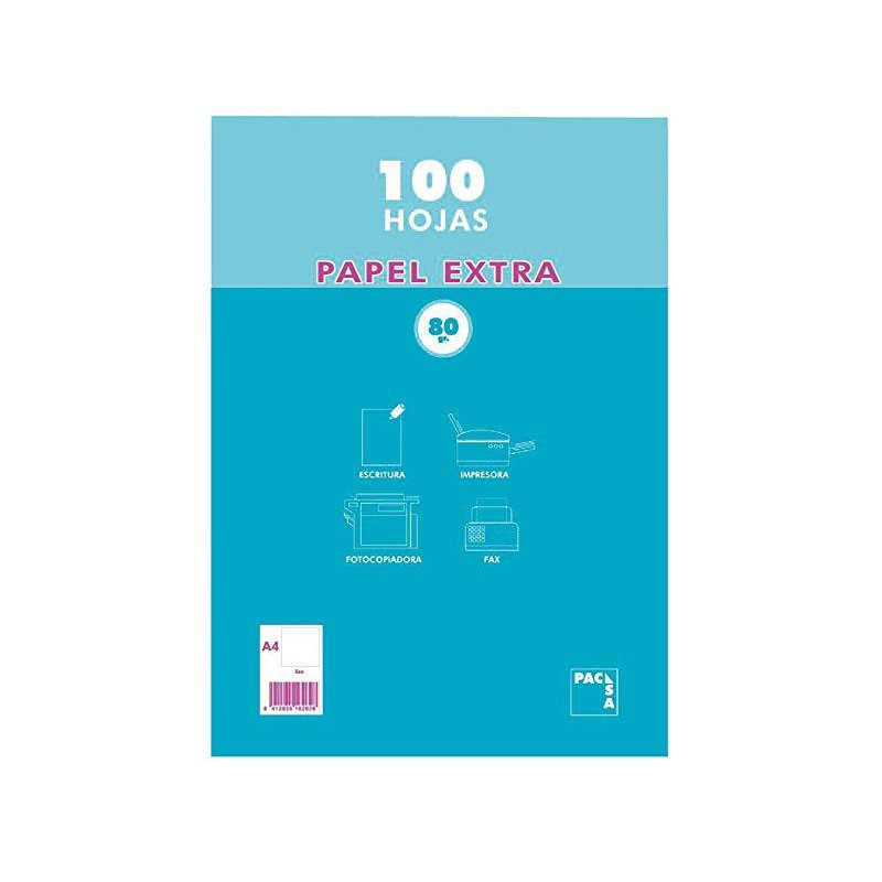 21811 PACSA PAQUETE PAPEL EXTRA 100H A4 80GR LISO SIN TALADROS RETRACTILADO BLANCO