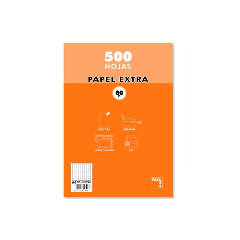 22081 PACSA PAQUETE PAPEL EXTRA 500H A4 80GR 6X6MM SIN TALADROS BLANCO