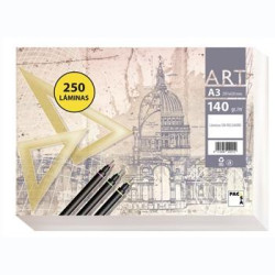 22021 PACSA PAPEL DE DIBUJO SERIE ART PAQUETE 250 LÁMINAS A3 140GR LISO SIN RECUADRO BLANCO