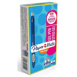 1957054 PAPER MATE INKJOY GEL BRILLANTE BOLÍGRAFO RETRÁCTIL PUNTA MEDIA AZUL CAJA -12U-