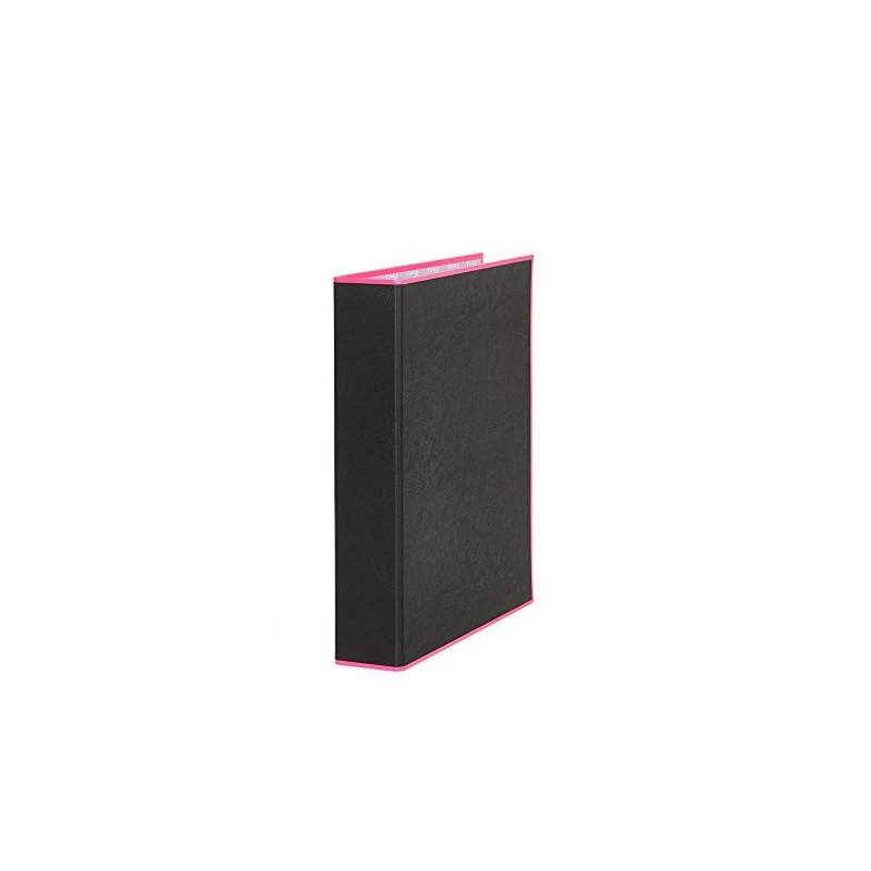 992202 PARDO CARPETA ANILLAS 2X25MM A4 FORRADO NEGRO SOFT CON BORDE NEON ROSA