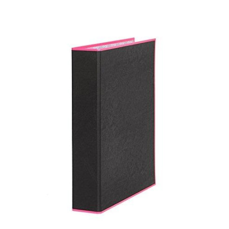 992202 PARDO CARPETA ANILLAS 2X25MM A4 FORRADO NEGRO SOFT CON BORDE NEON ROSA