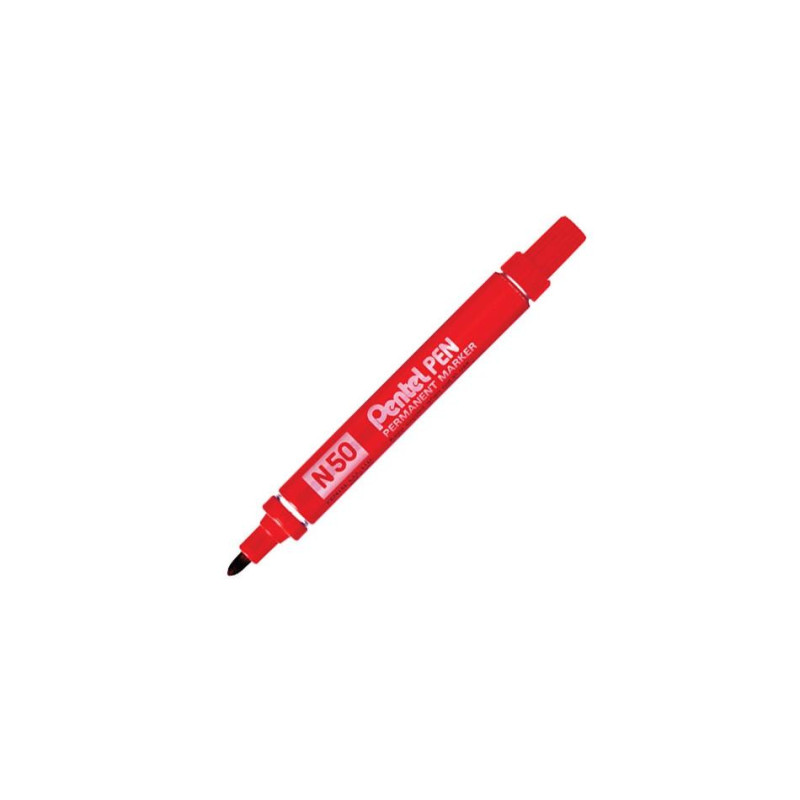 N50-BE PENTEL PEN N50-BE MARCADOR PERMANENTE CUERPO ALUMINIO ROJO Y PUNTA MEDIA CONICA -12U-