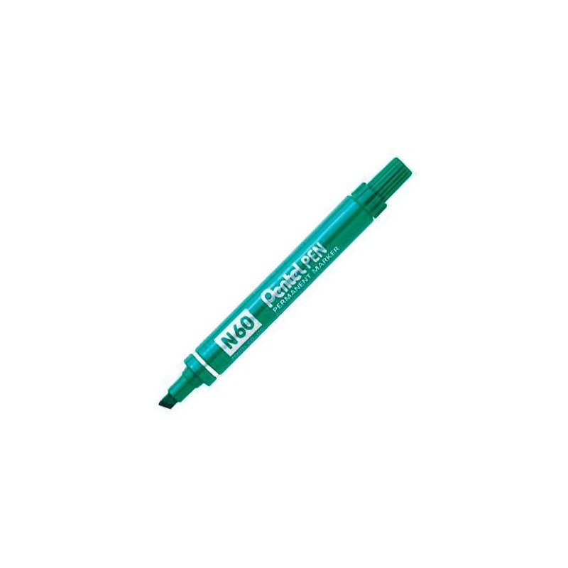 N60-PENTEL-D PENTEL PEN N60 MARCADOR PERMANENTE ALUMINIO PUNTA BISELADA VERDE -12U-