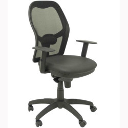 15SNSPNE PIQUERAS Y CRESPO SILLA JORQUERA GIRATORIA SINCRO BRAZOS/R RESPALDO DE MALLA Y ASIENTO SIMILPIEL NEGRO