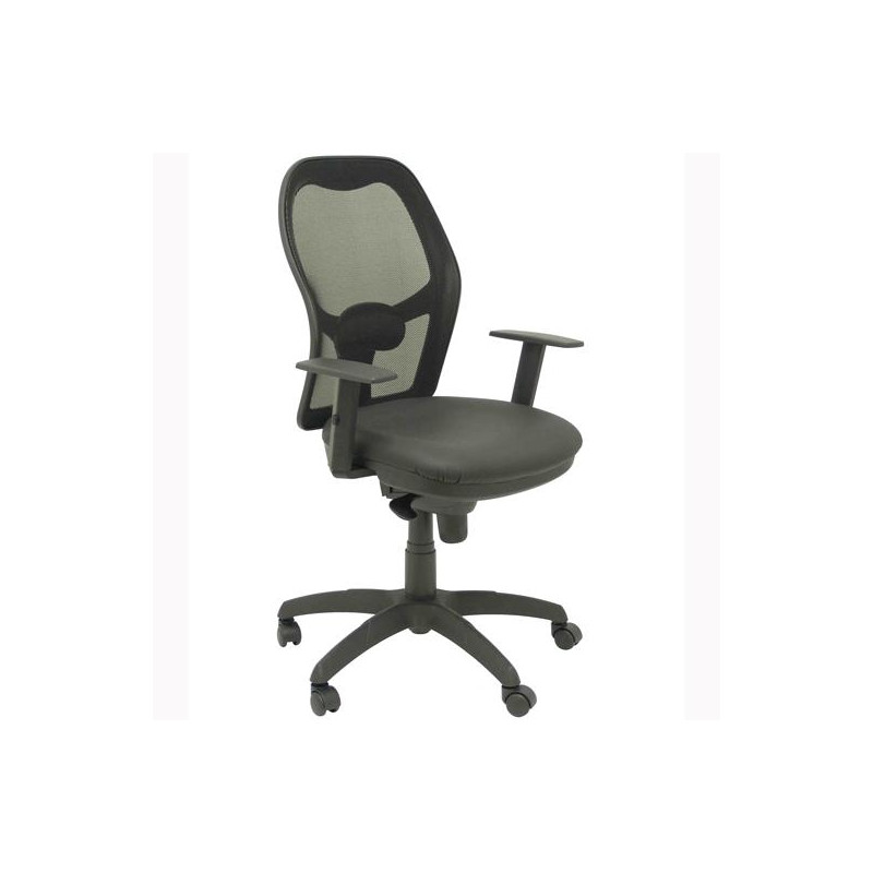 15SNSPNE PIQUERAS Y CRESPO SILLA JORQUERA GIRATORIA SINCRO BRAZOS/R RESPALDO DE MALLA Y ASIENTO SIMILPIEL NEGRO