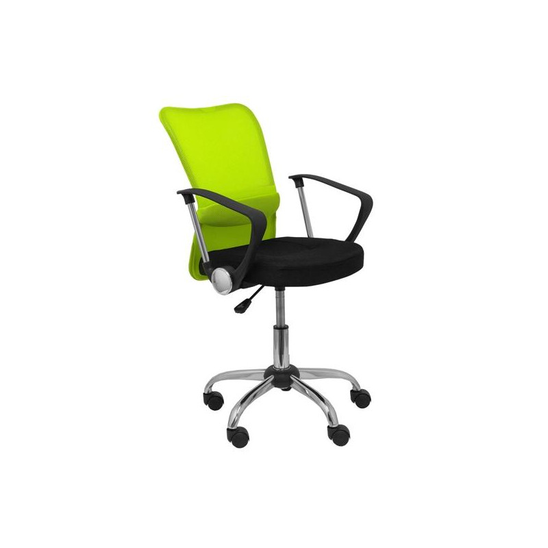 238GVNE PIQUERAS Y CRESPO SILLA INFANTIL OPERATIVA MOD. CARDENETE REGULABLE RESPALDO MALLA VERDE BRAZOS FIJOS ASIENTO NEGRO