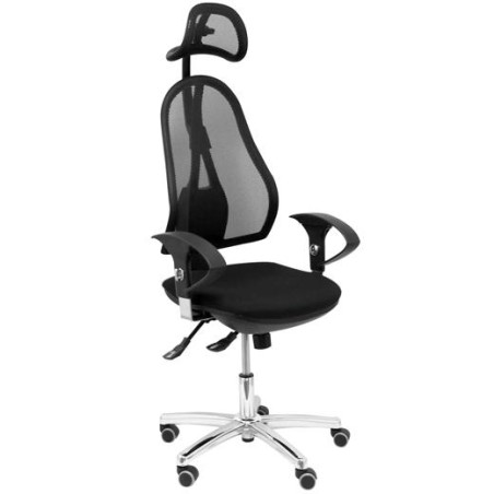 340SC840B21C PIQUERAS Y CRESPO SILLA SOCUÉLLAMOS GIRATORIA SINCRO CABECERO BRAZOS/R RESPALDO DE MALLA ASIENTO TELA NEGRO