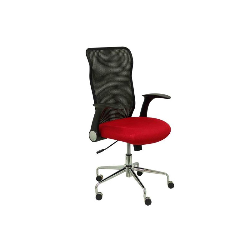 4031RJ PIQUERAS Y CRESPO SILLA MINAYA GIRATORIA M/BASCULANTE BRAZOS/R RESPALDO MALLA NEGRO ASIENTO TELA 3D ROJO