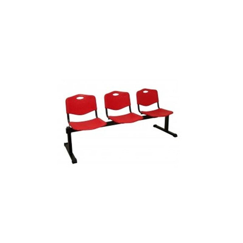 B3PIRJ PIQUERAS Y CRESPO BANCADA MOD. POZOHONDO 3 PLAZAS ASIENTO Y RESPALDO PVC ROJO