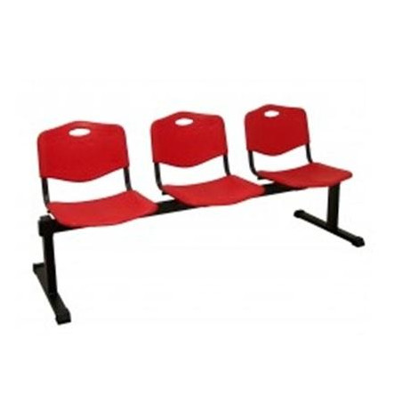 B3PIRJ PIQUERAS Y CRESPO BANCADA MOD. POZOHONDO 3 PLAZAS ASIENTO Y RESPALDO PVC ROJO