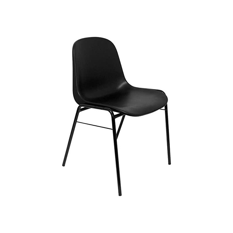 PACK223PTNI840 PIQUERAS Y CRESPO SILLA FIJA APILABLE MOD. ALBOREA ASIENTO Y RESPALDO PVC NEGRO PACK DE 2