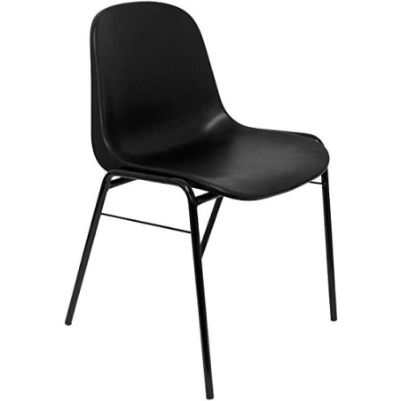 PACK223PTNI840 PIQUERAS Y CRESPO SILLA FIJA APILABLE MOD. ALBOREA ASIENTO Y RESPALDO PVC NEGRO PACK DE 2