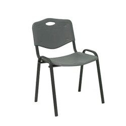 PACK226PTNI600 PIQUERAS Y CRESPO SILLA FIJA APILABLE MOD. ROBLEDO ASIENTO Y RESPALDO PVC GRIS PACK DE 2