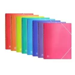 400147013 OXFORD CARPETA CON 30 FUNDAS CRISTAL ESPIRAL CON GOMAS URBAN PP COLORES SURTIDOS A4