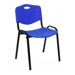 PACK426IAZ PIQUERAS Y CRESPO SILLA FIJA APILABLE MOD. ROBLEDO ASIENTO Y RESPALDO PVC AZUL PACK DE 4