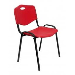 PACK426IRJ PIQUERAS Y CRESPO SILLA FIJA APILABLE MOD. ROBLEDO ASIENTO Y RESPALDO PVC ROJO PACK DE 4