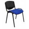 PACK426PRARAN229 PIQUERAS Y CRESPO SILLA  FIJA APILABLE MOD. PÉTROLA RESPALDO PVC NEGRO Y ASIENTO TAPIZADO AZUL PACK DE 4UD