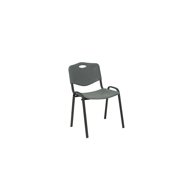 PACK426PTNI600 PIQUERAS Y CRESPO SILLA FIJA APILABLE MOD. ROBLEDO ASIENTO Y RESPALDO PVC GRIS PACK DE 4