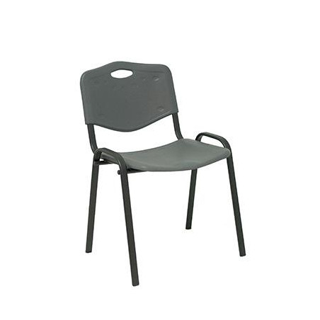 PACK426PTNI600 PIQUERAS Y CRESPO SILLA FIJA APILABLE MOD. ROBLEDO ASIENTO Y RESPALDO PVC GRIS PACK DE 4