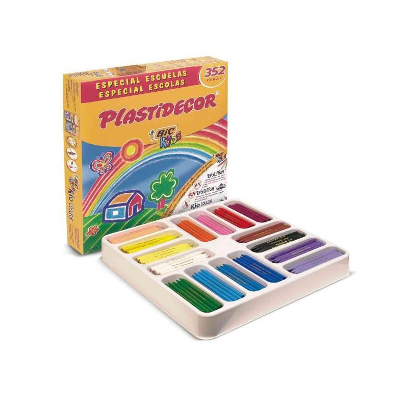 841719 PLASTIDECOR CERAS KIDS ESPECIAL ESCUELAS 16 COLORES SURTIDOS CAJA 352 UD