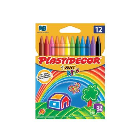 8757702 PLASTIDECOR CERAS KIDS COLORES SURTIDOS ESTUCHE 12 UD