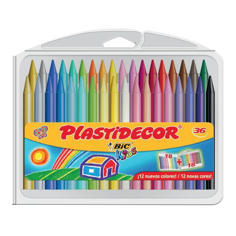 8823372 PLASTIDECOR CERAS KIDS COLORES SURTIDOS ESTUCHE 36 UD