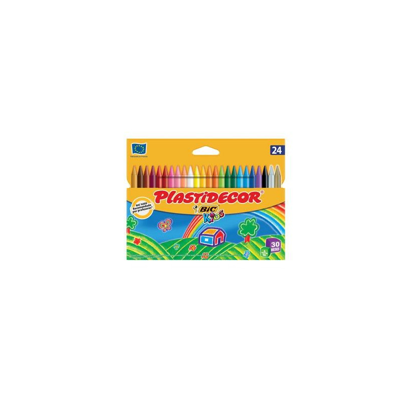 9203012/9203013 PLASTIDECOR CERAS KIDS COLORES SURTIDOS ESTUCHE 24 UD