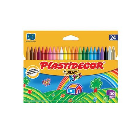 9203012/9203013 PLASTIDECOR CERAS KIDS COLORES SURTIDOS ESTUCHE 24 UD