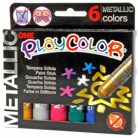 10321 PLAYCOLOR TÉMPERAS SÓLIDAS METALLIC ONE BARRA 10GR ESTUCHE DE 6 C/SURTIDOS METÁLICOS