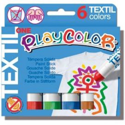 10401 PLAYCOLOR TÉMPERAS SÓLIDAS TEXTIL ONE EN BARRA ESTUCHE DE 6 C/SURTIDOS