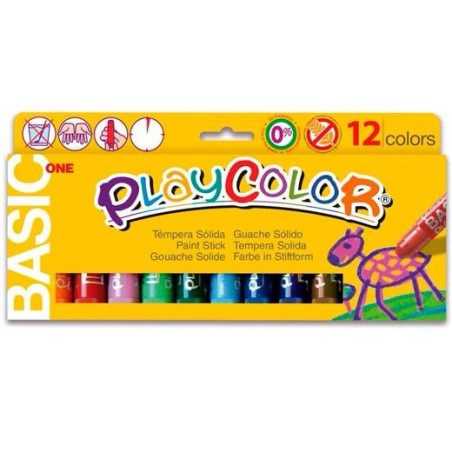 10731 PLAYCOLOR TÉMPERAS SÓLIDAS BASIC ONE BARRA ESTUCHE DE 12 C/SURTIDOS