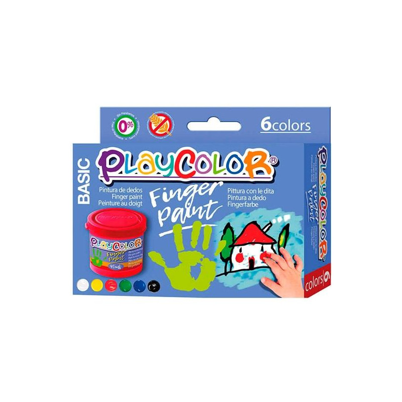 17591 PLAYCOLOR PACK 6 BOTES PINTURA DE DEDOS 40ML FINGER PAINT BASIC C/SURTIDOS