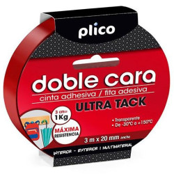 13308 PLICO CINTA ADHESIVA TRANSPARENTE DOBLE CARA ULTRA TACK MULTIMATERIALES ROLLO 20MM X 3M