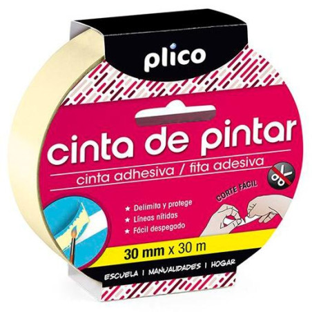 13325 PLICO CINTA ADHESIVA PARA PINTOR CORTE FÁCIL ROLLO 30MM X 30M