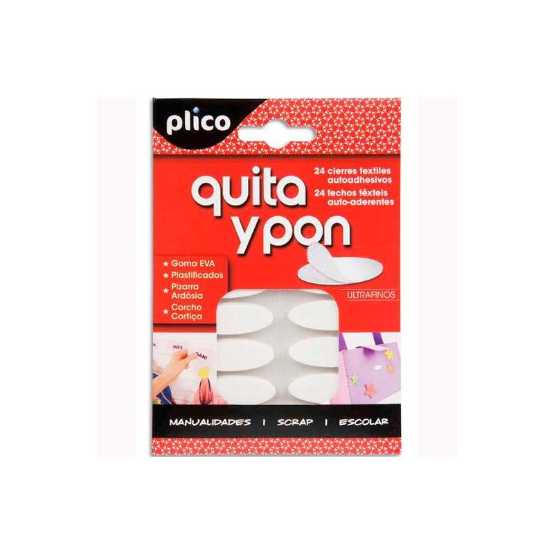 13302 PLICO QUITA Y PON PIEZAS DE VELCRO OVALADO AUTOADHESIVO -BLISTER DE 24U-