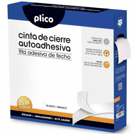 13318 PLICO CINTA DE CIERRE AUTOADHESIVA 20MM X 25M BLANCO