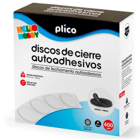 13335 PLICO DISCOS DE CIERRE TEXTIL AUTOADHESIVO Ø20MM -CAJA 400- NEGRO