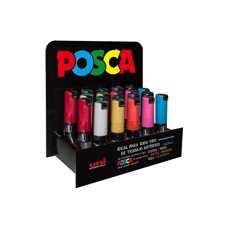 182634558 POSCA MARCADOR  PC-8K/20P NO PERMANENTE PUNTA BISELADA 8.0MM COLORES SURTIDOS -EXPOSITOR 20U-