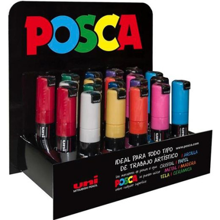 182634558 POSCA MARCADOR  PC-8K/20P NO PERMANENTE PUNTA BISELADA 8.0MM COLORES SURTIDOS -EXPOSITOR 20U-