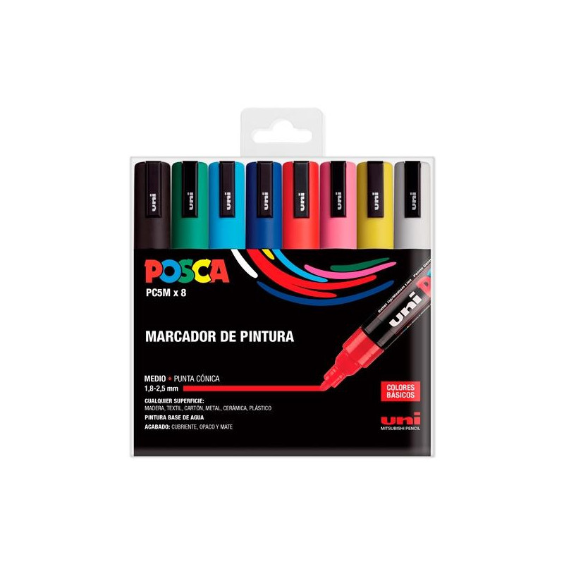 182634679 POSCA ESTUCHE BASIC MARCADOR  PC-5M/8C SURTIDO -8U-