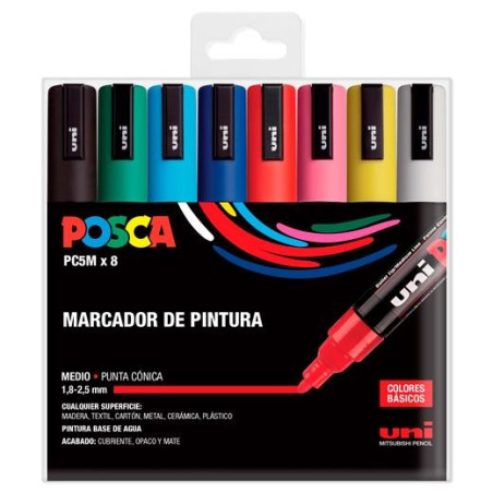 182634679 POSCA ESTUCHE BASIC MARCADOR  PC-5M/8C SURTIDO -8U-