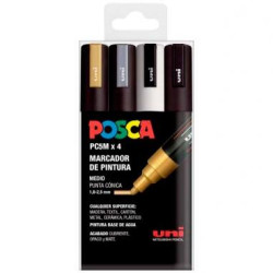 182634683 POSCA MARCADOR  PC-5M/4C NO PERMANENTE 1.8MM-2.5MM COLORES SURTIDOS GSWB -ESTUCHE 4U-