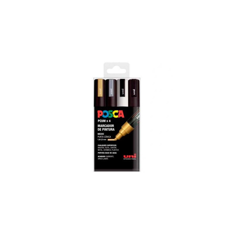 182634683 POSCA MARCADOR  PC-5M/4C NO PERMANENTE 1.8MM-2.5MM COLORES SURTIDOS GSWB -ESTUCHE 4U-