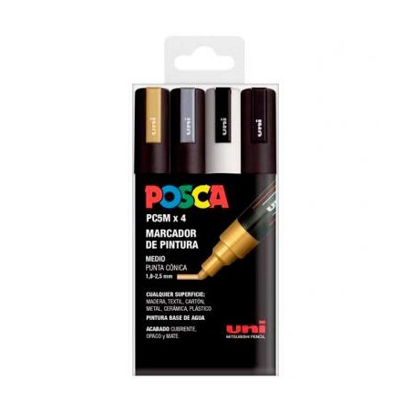 182634683 POSCA MARCADOR  PC-5M/4C NO PERMANENTE 1.8MM-2.5MM COLORES SURTIDOS GSWB -ESTUCHE 4U-