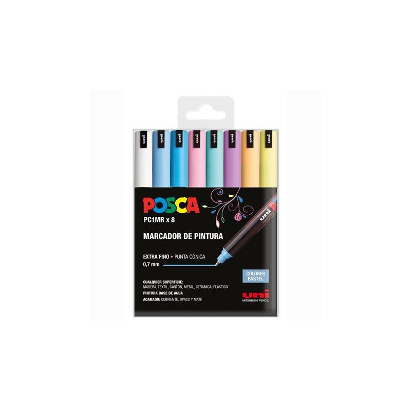 182634847 POSCA ESTUCHE BASIC MARCADOR  PC-1MR/8C COLORES SURTIDO PASTEL -8U-