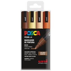 182634853 POSCA MARCADOR  PC-5M/4C NO PERMANENTE 1.8MM-2.5MM COLORES SURTIDOS MADERA -ESTUCHE 4U-